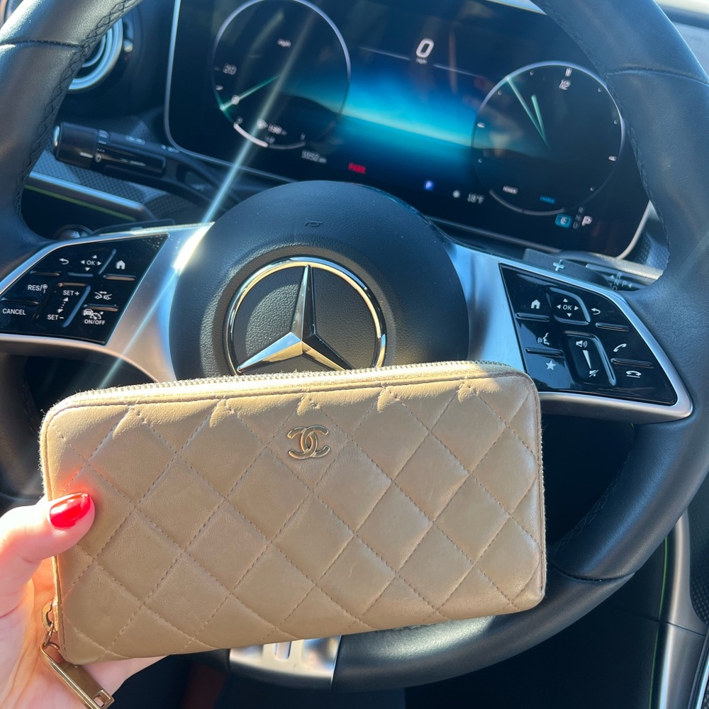CHANEL Quilted Tan Wallet